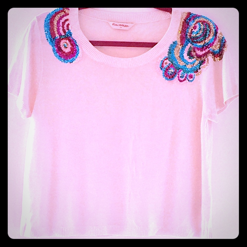 Cream jumper with sequin shoulder detail